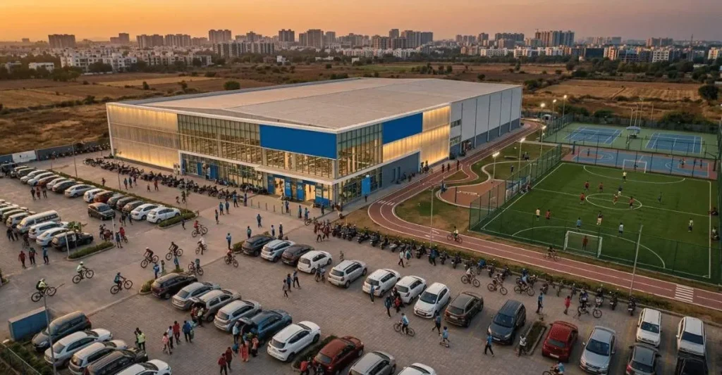 Middle class Indian family shopping sports products in Decathlon