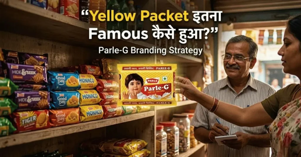Multiple Parle snack products displayed in Indian kirana shop