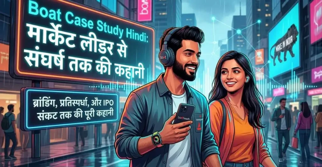 Boat Case Study Hindi showing Boat brand growth, Aman Gupta business journey, IPO challenges and market competition