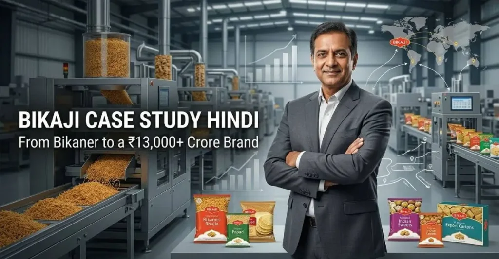 Bikaji Case Study Hindi showing the journey of a Bikaner-based snack brand becoming a leading food company through innovation and manufacturing excellence.