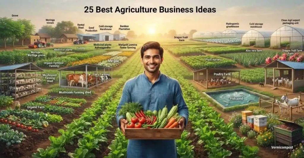 Indian farmers discussing agriculture business ideas and farming plans