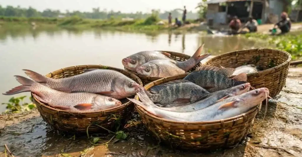 रोहू, कतला और तिलापिया जैसी लोकप्रिय मछलियां मछली पालन के लिए