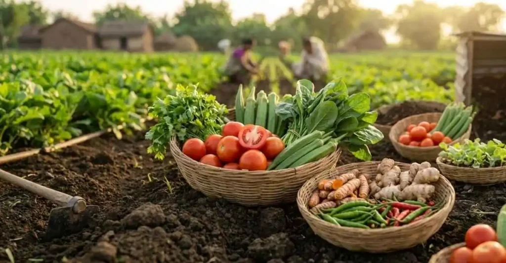 ऑर्गेनिक खेती के लिए खेत में बीज बोता हुआ भारतीय किसान