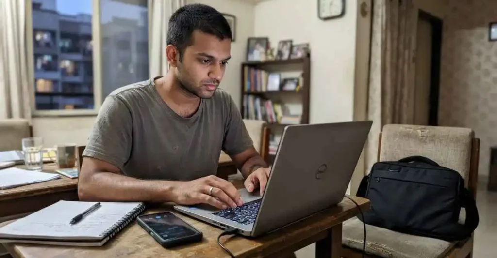 content writing side business करता व्यक्ति