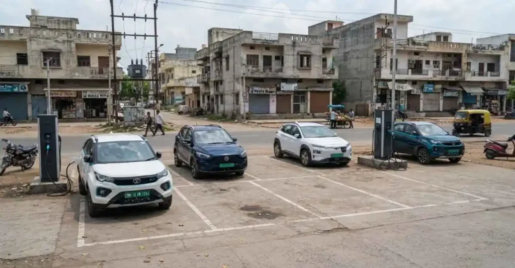 Indian entrepreneur checking EV charging station location