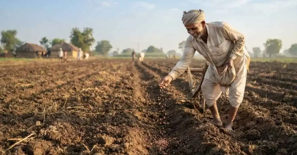 किसान के हाथ में उच्च गुणवत्ता वाला मूंगफली का बीज
