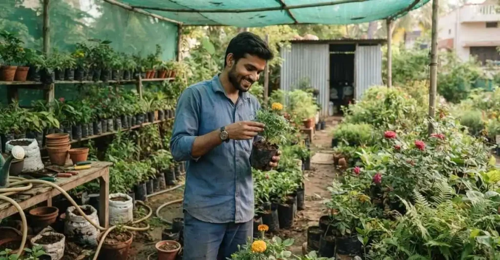 Nursery Business से पौधे खरीदता ग्राहक