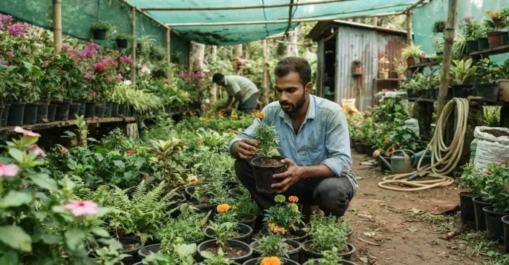 Nursery Business में फूलों के पौधे